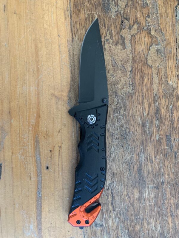 Couteau pompier noir et orange – Image 2